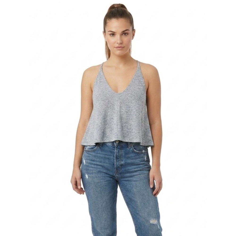 Wilfred Free Aritzia Heather Grey Strappy V-Neck Crop Top XXS Ballet